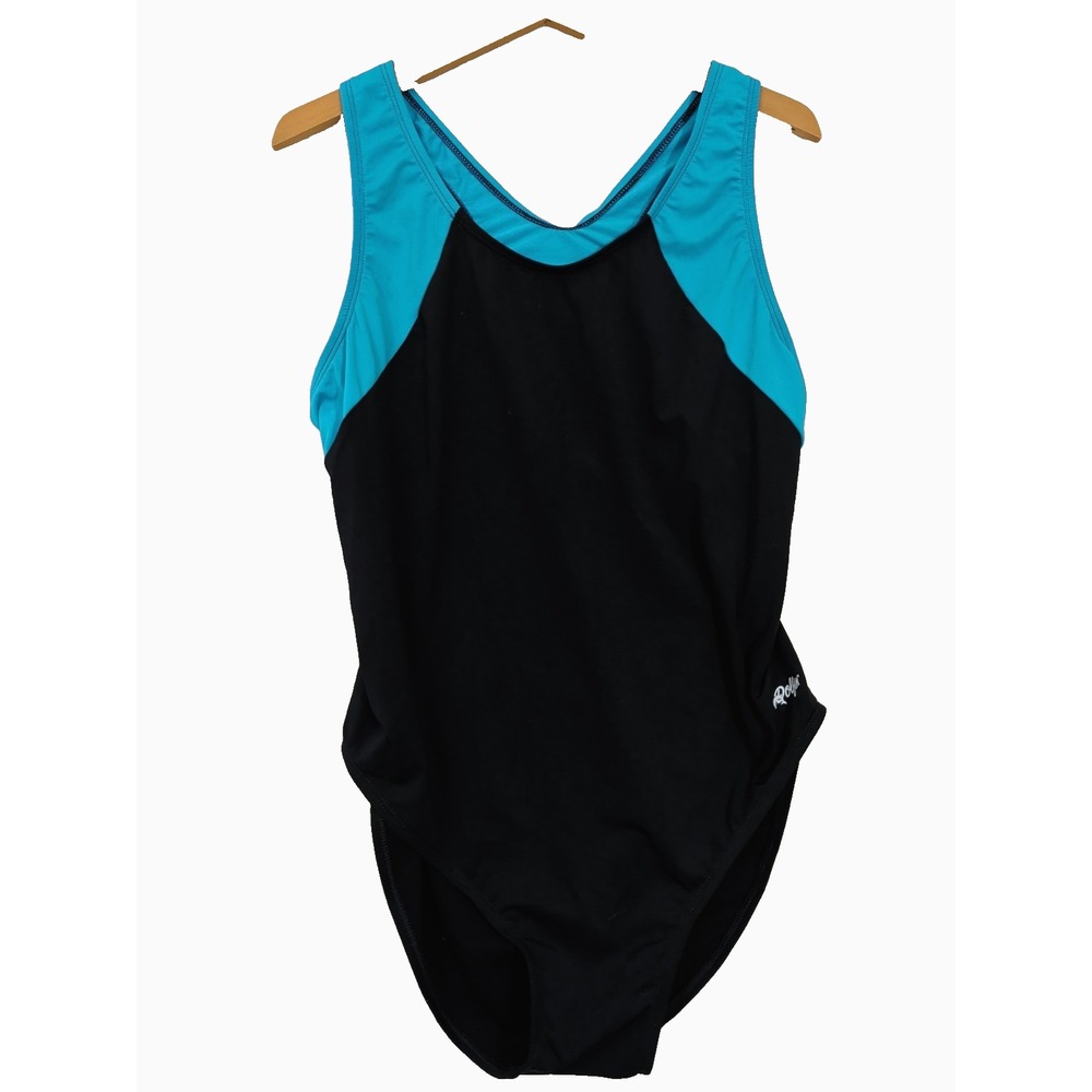 Dolfin AquaShape Swimsuit Womens 20 Black Blue One Piece Swim‎ Pool Lap Training